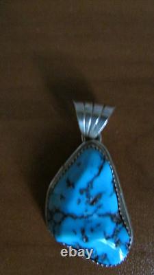 New Native American Navajo Turquoise Nugget Style Pendant By H. Spencer Handmade