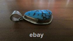 New Native American Navajo Turquoise Nugget Style Pendant By H. Spencer Handmade