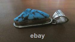 New Native American Navajo Turquoise Nugget Style Pendant By H. Spencer Handmade