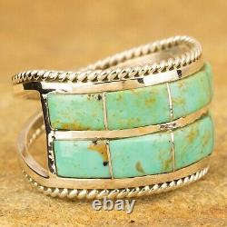 New Navajo Native American Sterling Silver Turquoise Inlay Ring Size 6.25 Signed