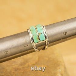 New Navajo Native American Sterling Silver Turquoise Inlay Ring Size 6.25 Signed