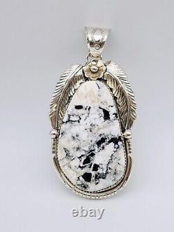 New White Buffalo Native American Navajo Sterling Silver Pendant Artist Marked R