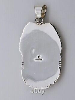 New White Buffalo Native American Navajo Sterling Silver Pendant Artist Marked R