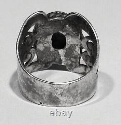 OLD 1940s Navajo Hand Cut 925 Silver RARE Mineral Park Mine Turquoise Ring 6.5
