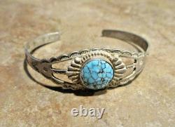 OLD 1960's Navajo Sterling Silver SPIDERWEB TURQUOISE Bracelet