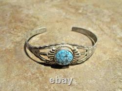 OLD 1960's Navajo Sterling Silver SPIDERWEB TURQUOISE Bracelet