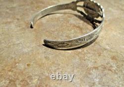 OLD 1960's Navajo Sterling Silver SPIDERWEB TURQUOISE Bracelet