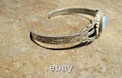 OLD 1960's Navajo Sterling Silver SPIDERWEB TURQUOISE Bracelet