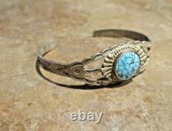 OLD 1960's Navajo Sterling Silver SPIDERWEB TURQUOISE Bracelet