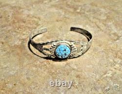 OLD 1960's Navajo Sterling Silver SPIDERWEB TURQUOISE Bracelet