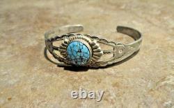 OLD 1960's Navajo Sterling Silver SPIDERWEB TURQUOISE Bracelet