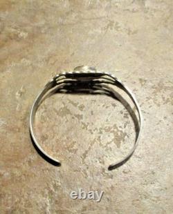 OLD 1960's Navajo Sterling Silver SPIDERWEB TURQUOISE Bracelet