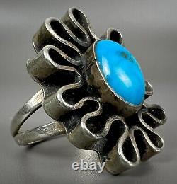 OLD PAWN Vintage Navajo Native American Sterling Silver Turquoise Ring UNIQUE