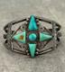 Old Vintage Native American Navajo Turquoise Carinated Silver Bracelet 6.75 In