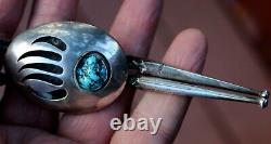 Old CHRIS CHARLEY Navajo Handmade Sterling Silver & Turquoise Stone Bolo Tie