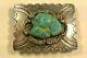 Old Navajo Concho Belt Buckle Withextra Large Blue Turquoise & Great Stamping