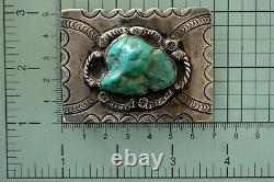 Old NAVAJO CONCHO BELT BUCKLE withExtra Large Blue TURQUOISE & great Stamping