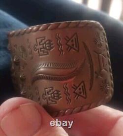 Old Native American Navajo Fred Harvey Era Copper Cuff Really Fine