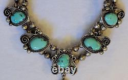 Old Navajo Sterling Silver Turquoise Lariat 16 Necklace Vintage Native American