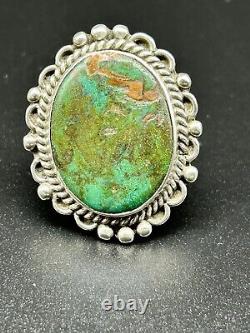 Old Pawn Native American Navajo Royston Turquoise Sterling Silver Ring Size 8