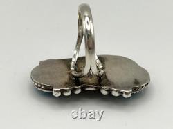Old Pawn Wilbert Benally Navajo Sterling Silver Signed Turquoise Ring Sz. 7.5