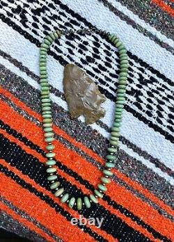 Old Southwest Native American Graduated Green Turquoise Necklace Sterling Silver