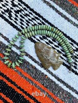 Old Southwest Native American Graduated Green Turquoise Necklace Sterling Silver