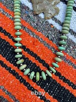 Old Southwest Native American Graduated Green Turquoise Necklace Sterling Silver