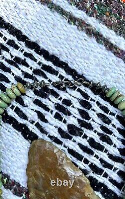 Old Southwest Native American Graduated Green Turquoise Necklace Sterling Silver