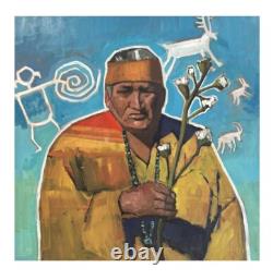 Original Native American Portrait Painting Signed Liam Matthew Navajo Western
