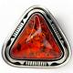 Outstanding Native American Navajo Signed Large Sterling Silver Amber Ring Sz 7