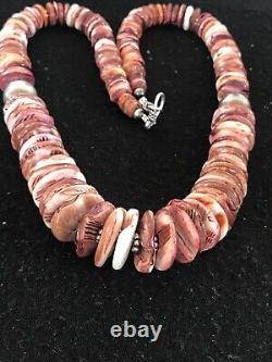 Purple Spiny Oyster Navajo Pearls Sterling Silver Native American Necklace 08485