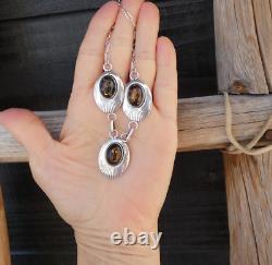 RARE! Native American Navajo Amber Sterling Silver Necklace By Ella Peter