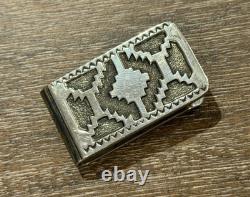 RH RANDY HOSKIE NAVAJO STERLING SILVER MONEY CLIP 23g NATIVE AMERICAN TRIBAL RUG