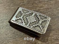 RH RANDY HOSKIE NAVAJO STERLING SILVER MONEY CLIP 23g NATIVE AMERICAN TRIBAL RUG