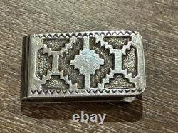 RH RANDY HOSKIE NAVAJO STERLING SILVER MONEY CLIP 23g NATIVE AMERICAN TRIBAL RUG