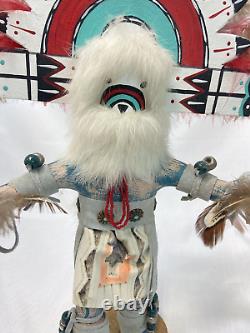 Rainbow Maiden Native American Navajo Kachina signed S V Young Wood Carving