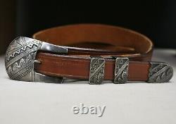 Randy Shorty Native American Navajo Sterling Sterling Belt Buckle Ranger Set