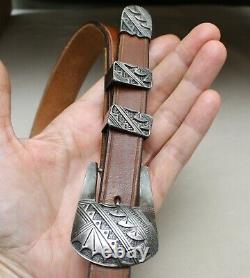 Randy Shorty Native American Navajo Sterling Sterling Belt Buckle Ranger Set