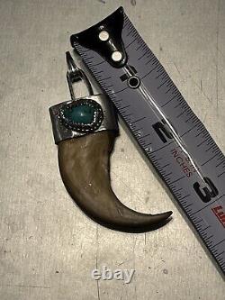 Rare Size Native American Old Pawn Navajo Sterling Turquoise Pendant