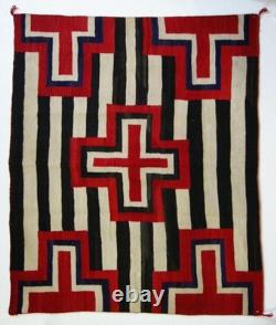 Red Navajo Chief's Blanket Rug Southwestern Wool Rug Native American Rug, 5x5 ft