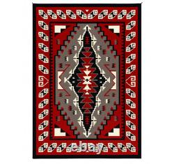 Red Navajo Wool Rug Southwest Style Mexican Native American Tribal Rug 5x7 ft