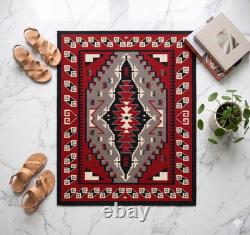 Red Navajo Wool Rug Southwest Style Mexican Native American Tribal Rug 5x7 ft