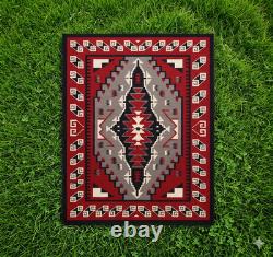 Red Navajo Wool Rug Southwest Style Mexican Native American Tribal Rug 5x7 ft