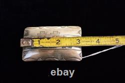 Running Bear Native American Navajo Hand Tooled Sterling, Green Turquoise, 12kgf