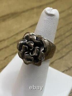 Ryan Sanchez Sterling Silver Native American Navajo Flower Ring Size 7 Adj