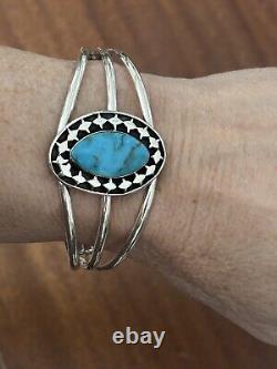 SALE! Native American Navajo Turquoise Sterling Cuff Bracelet By Raymond Yazzie