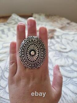 SALE Native American Stamped Concho Ring by Navajo Artist Calvin Martinez