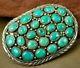 Solid! Navajo Natural Royston Turquoise Cluster Sterling Ella Peters Belt Buckle