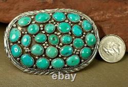 SOLID! Navajo Natural Royston TURQUOISE CLUSTER Sterling Ella Peters Belt Buckle